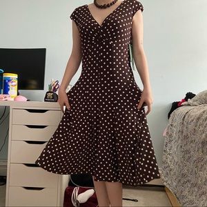 🤎NWT American Living Brown Polkadot Dress🤎